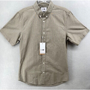 NWT NN07 No Nationality Shirt Mens Small SIXTEN Short Sleeve Rock Khaki Buttons‎